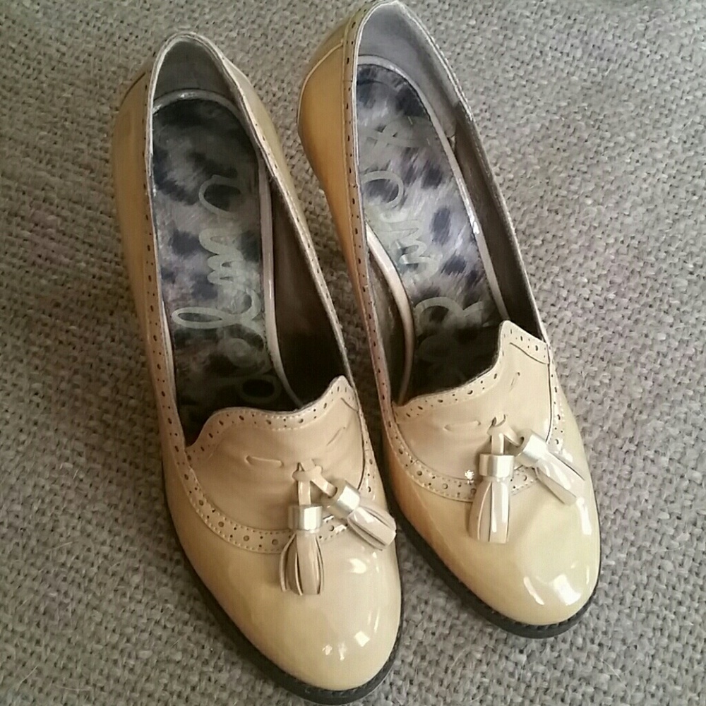 Sam Edelman  high gloss  tan heels